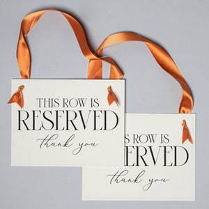 2 Reserved Signs for Wedding Chairs or Church Pews "This Row Is Reserved Thank You" | Ceremony Event Seating 3063