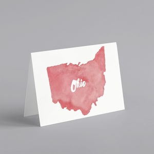 Cartões de felicitações do orgulho do estado de Ohio – Conjunto de 24 cartões em caixa com envelopes | Pacote de cartões de notas aquarela de Ohio em massa | Cartões em branco do estado de Ohio