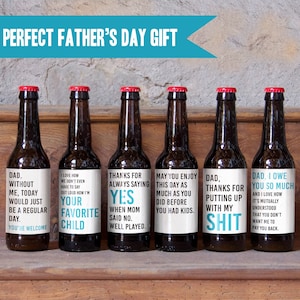 Funny Father's Day Beer Labels Gift for Dad Present 6 Pack Beer Bottle Stickers Favorite Child Putting Up With Shit 7002 image 1