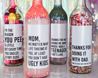 4 Funny Wine Bottle Labels for Mom Gift | Creative Mother's Day Present 9165