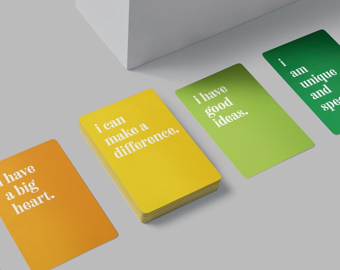 Mental Health Affirmation Cards for Kids - Colorful Deck of 16 Positive Inspiring Mantras for Young Children, Mom Must-Have and Therapy Tool