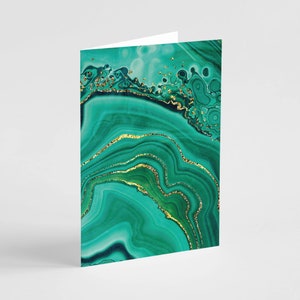 Smaragd Achat Grußkarten - Edelstein-inspiriertes Resin Art Design - Elegantes Box-Set (24 Karten)