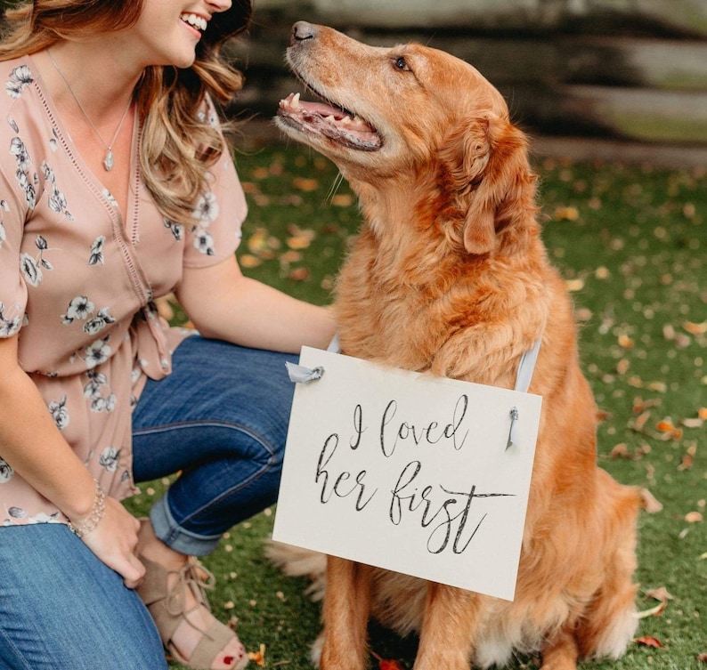 I Loved Her First Sign for Engagement Announcement or Proposal Announcement Wedding Banner for Dog or Child Handcrafted Banner 1724 image 2