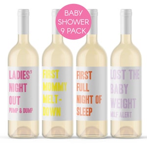9 Mommy Milestone Wine Bottle Labels Baby Shower Gift Firsts Diaper Meltdown Tantrum Funny Push Present Basket 9222 image 2