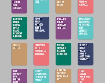 Deck of 16 Empowerment Affirmation Cards for Teens - Positive Mantras for Building Confidence, Resilience, and Emotional Awareness