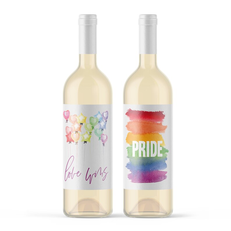 Gay Pride Wine Bottle Labels 4 Pack of Love Wins LGBTQ Etsy
