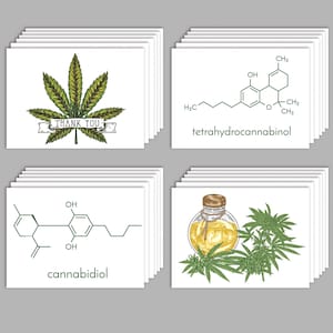 24 枚パック 科学的大麻サンキューカード、薬局感謝状、マリファナの科学文房具セット