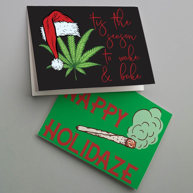 Cannabis Christmas Cards 24 Cards Envelopes Funny Christmas | Etsy
