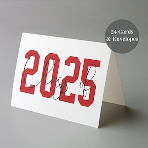 Cartões de formatura da turma de 2025 – Conjunto de 24 cartões em caixa com envelopes | Pacote de cartões de felicitações para formandos em massa | Cartões comemorativos em branco