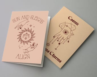 Paquet de 24 cartes de Noël bohèmes - astrologie mystique avec enveloppes, cartes de correspondance du zodiaque céleste pour amis spirituels