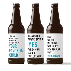 Funny Father's Day Beer Labels Gift for Dad Present 6 Pack Beer Bottle Stickers Favorite Child Putting Up With Shit 7002 image 9