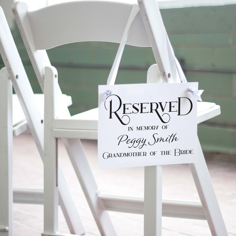 Personalized Memorial Wedding Chair Banner Printed with Relative's Name image 8