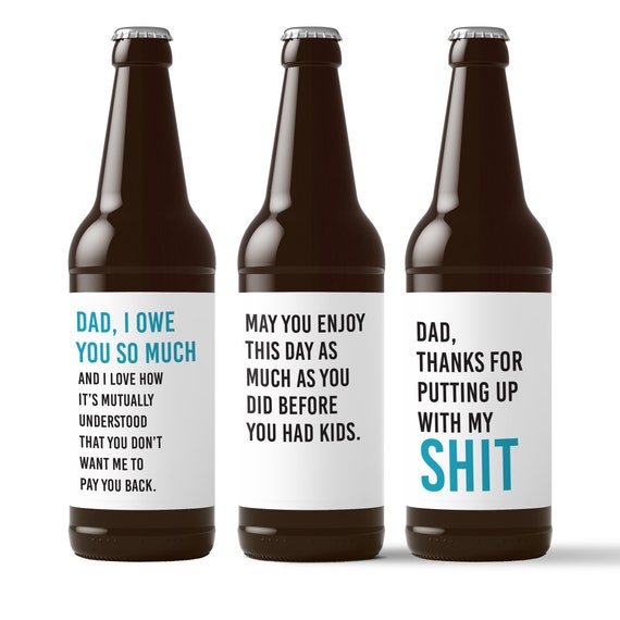 Funny Father's Day Beer Labels Gift for Dad Present 6 Pack Beer