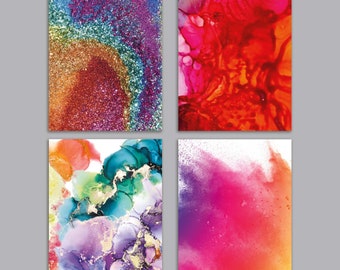 24 Lustrous Elements Cards + Envelopes: The Modern Abstract Art Rainbow Collection