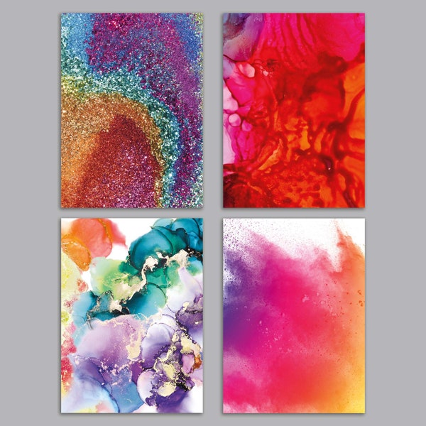 24 Lustrous Elements Cards + Envelopes: The Modern Abstract Art Rainbow Collection