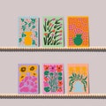 24-Pack Floral All Occasion Blank Cards, 6 Unique Colorful Designs, Modern Folk Art Botanical Greetings