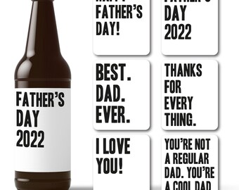 Father's Day Beer Label Collection – 6-Pack of Celebratory Dad-Themed Stickers