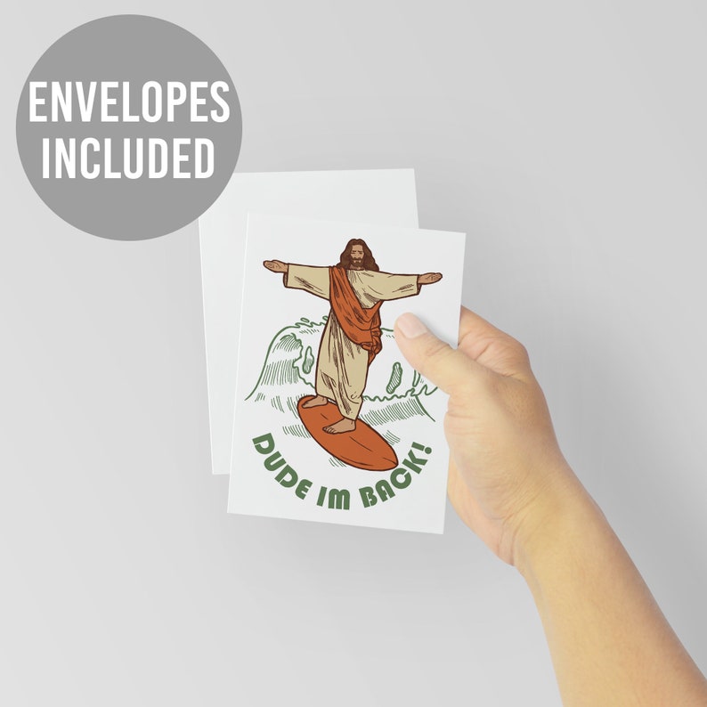 24 Jesus Dude I'm Back Easter Cards Envelopes Funny Surf Resurrection 6000 image 2