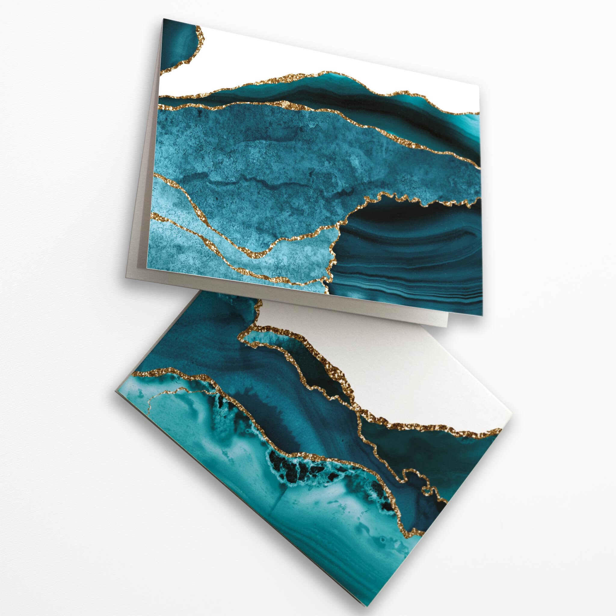 24-pack Teal Agate Greeting Cards, Watercolor Artful Stationery ...
