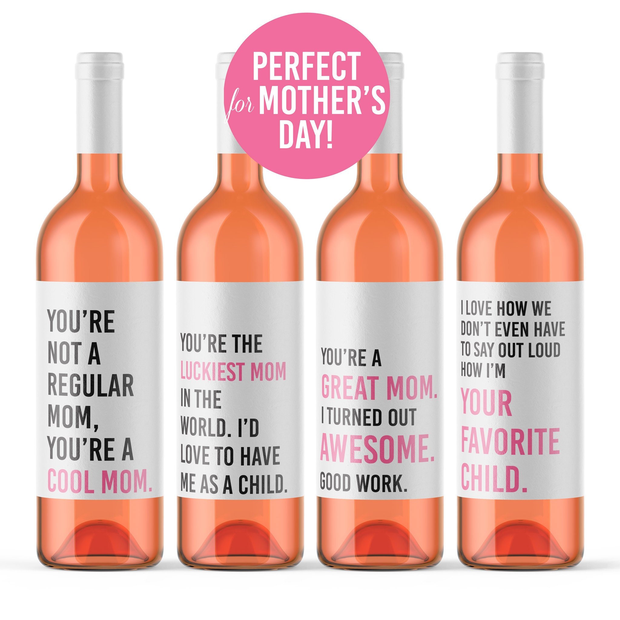 Funny mothers day wine labels