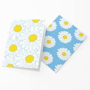 Cartões de felicitações Daisy Pop Art - Conjunto de 24 lindos cartões de visita botânicos de primavera com envelopes brancos