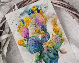 24-Pack Watercolor Cactus Greeting Cards, Vibrant Desert Flora, Spectrum Artful Nature Notes