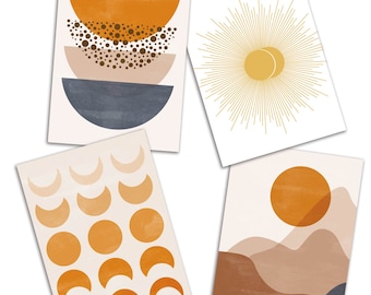 Boho Chic Sun & Moon Greeting Cards in 4 Modern Desert Styles, 24-Pack Blank Astrology Notecards, Bulk Pack Set of Cards for Any Occasion