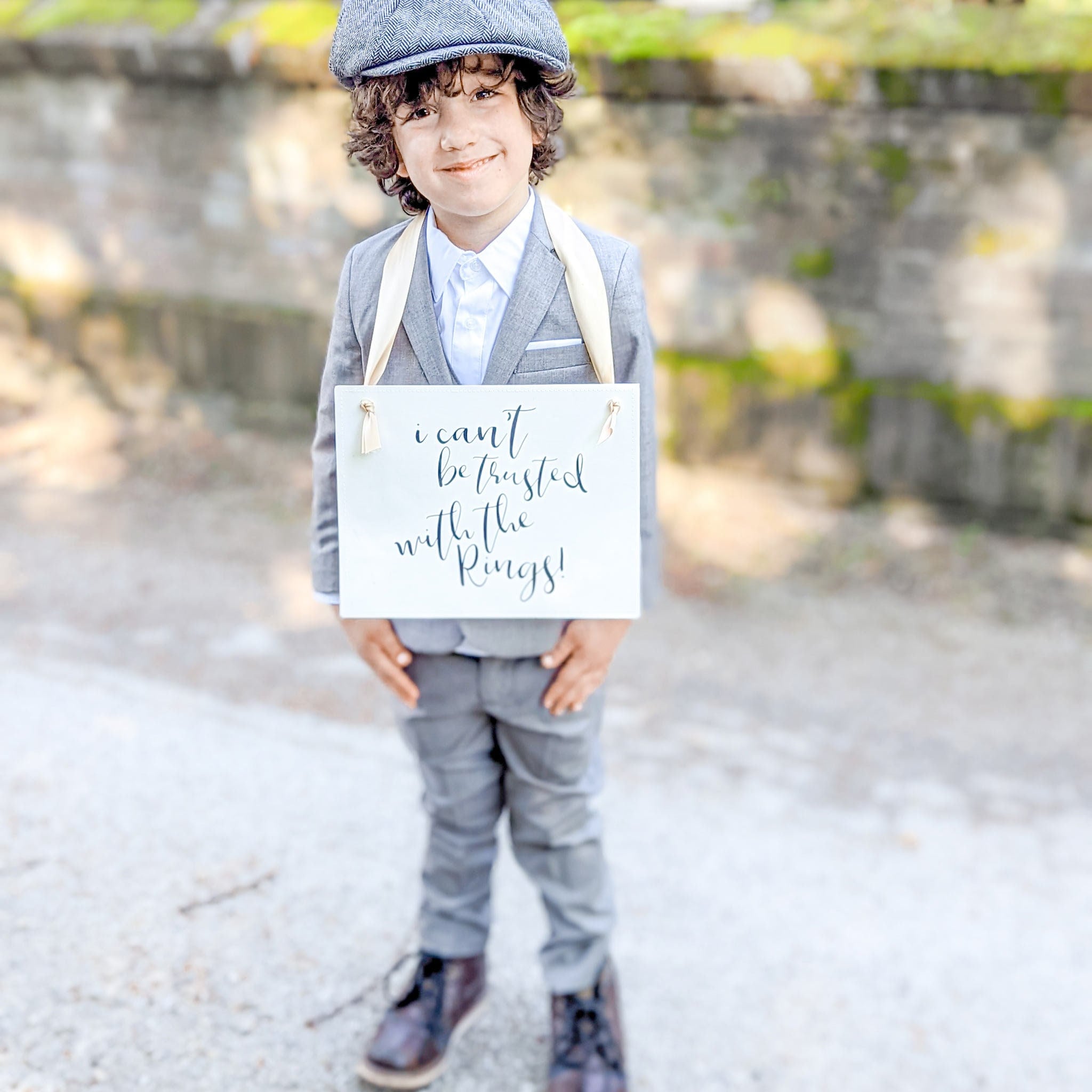 Funny Ring Bearer Wedding Sign I Can't Be Trusted With The Rings Ring Bearer Toddler Prop Wedding Ceremony Ringbearer Banner Kids 1593