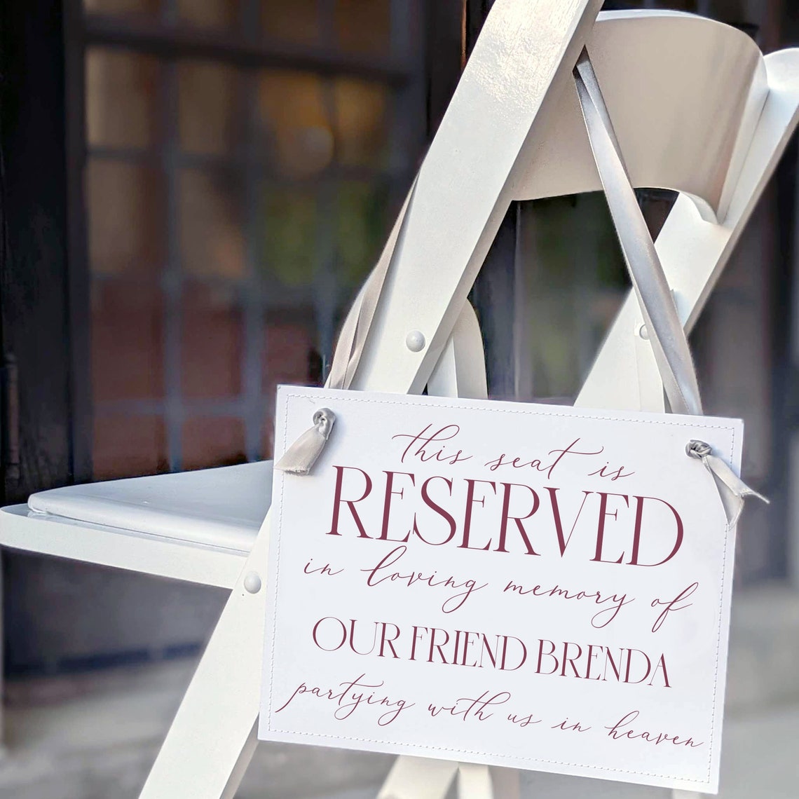 Only Partying Sign Custom Memorial Seat Reservation Sign for Weddings & Events – Choose ...