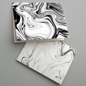Schwarz und weiß abstrakte marmorierte Grußkarten Sammlung - 24er Pack, 4 Designs