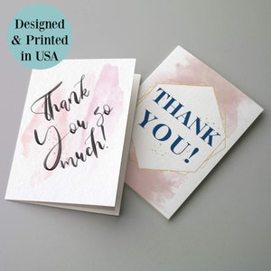 Cartões de agradecimento em aquarela - Cartões de notas em estilo manuscrito pastel - Conjunto de 24 com envelopes brancos - Cartões de felicitações em massa
