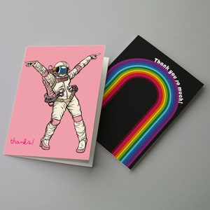 Colorful Cartoon Thank You Cards – 24-Card Boxed Set with Envelopes | Mixed Pack with Robots, Cats, Dinosaurs & Rainbows