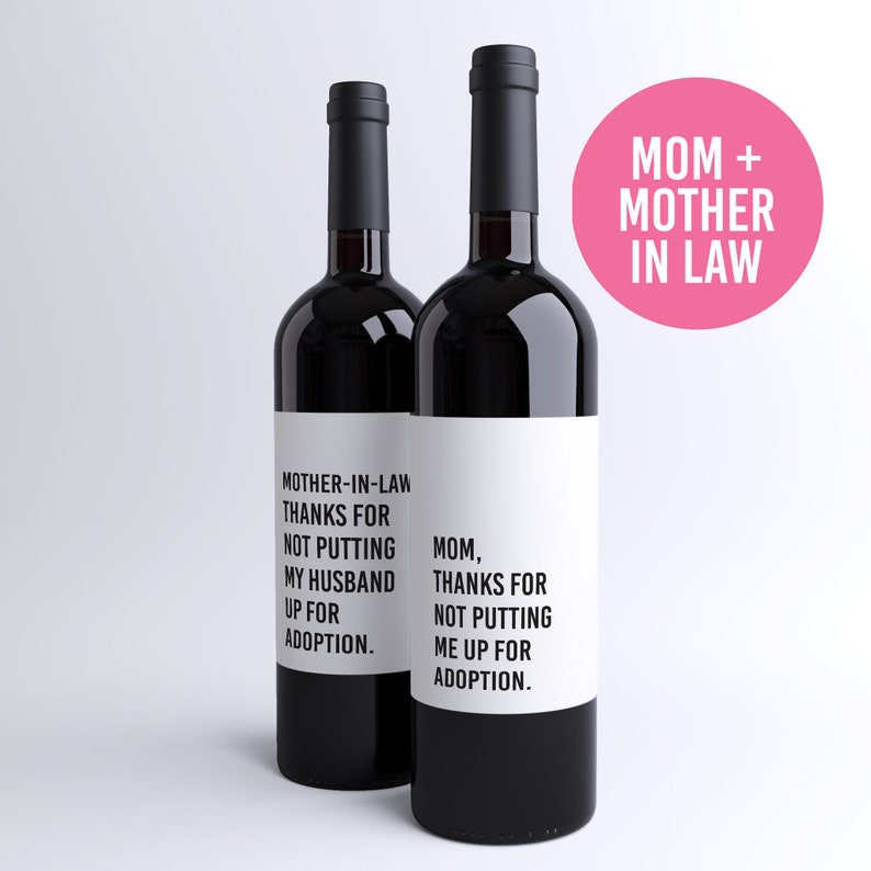 2 Wine Bottle Labels for Mom Mother In Law Mother's Day Etsy