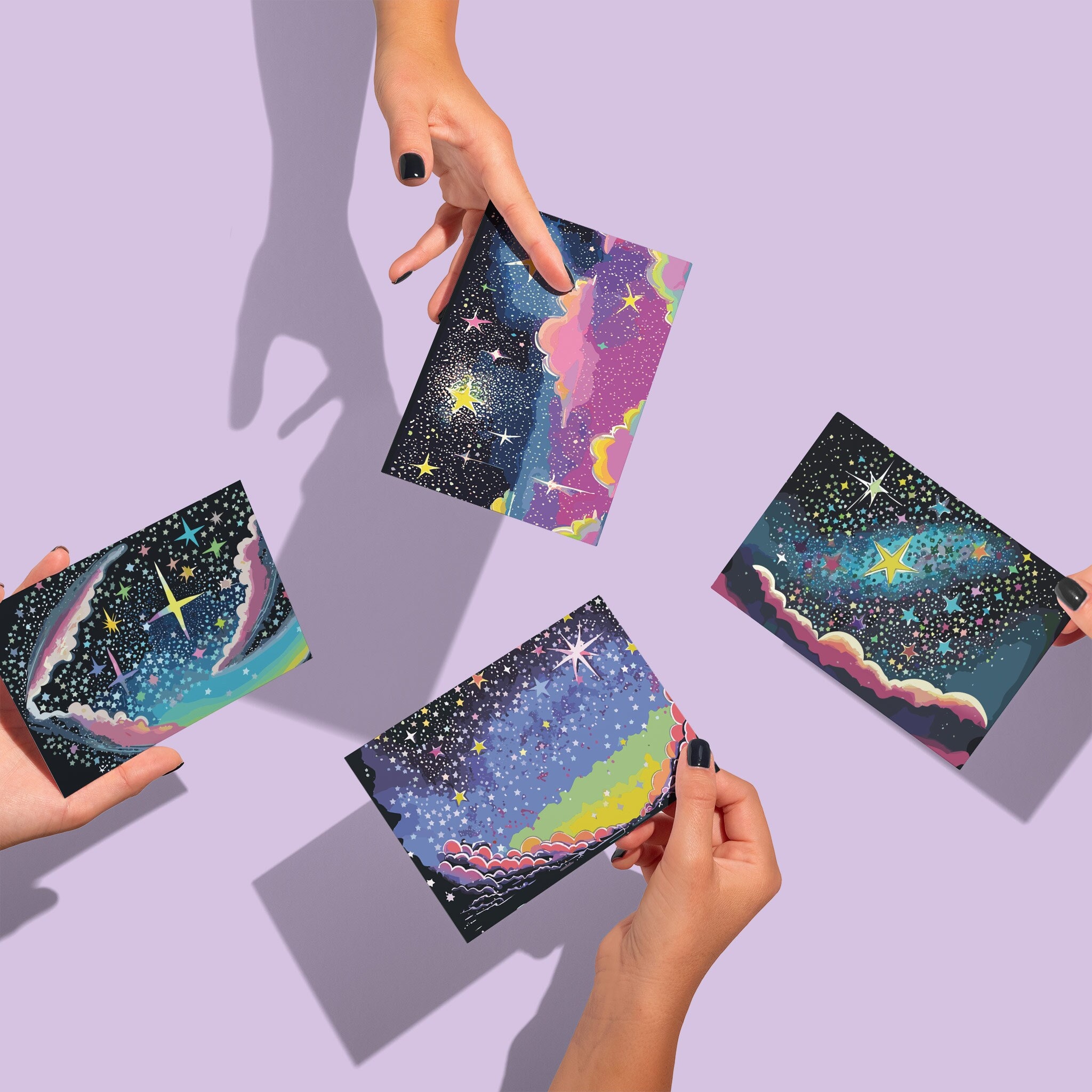 24-Pack Galaxy Greeting Cards, Cosmic Starry Night Note Cards, Whimsical Celestial Stationery Set