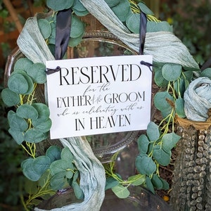 Father of the Groom Memorial Sign for Wedding Chair Banner Reserve Seat for Groom's Dad 3050 image 7