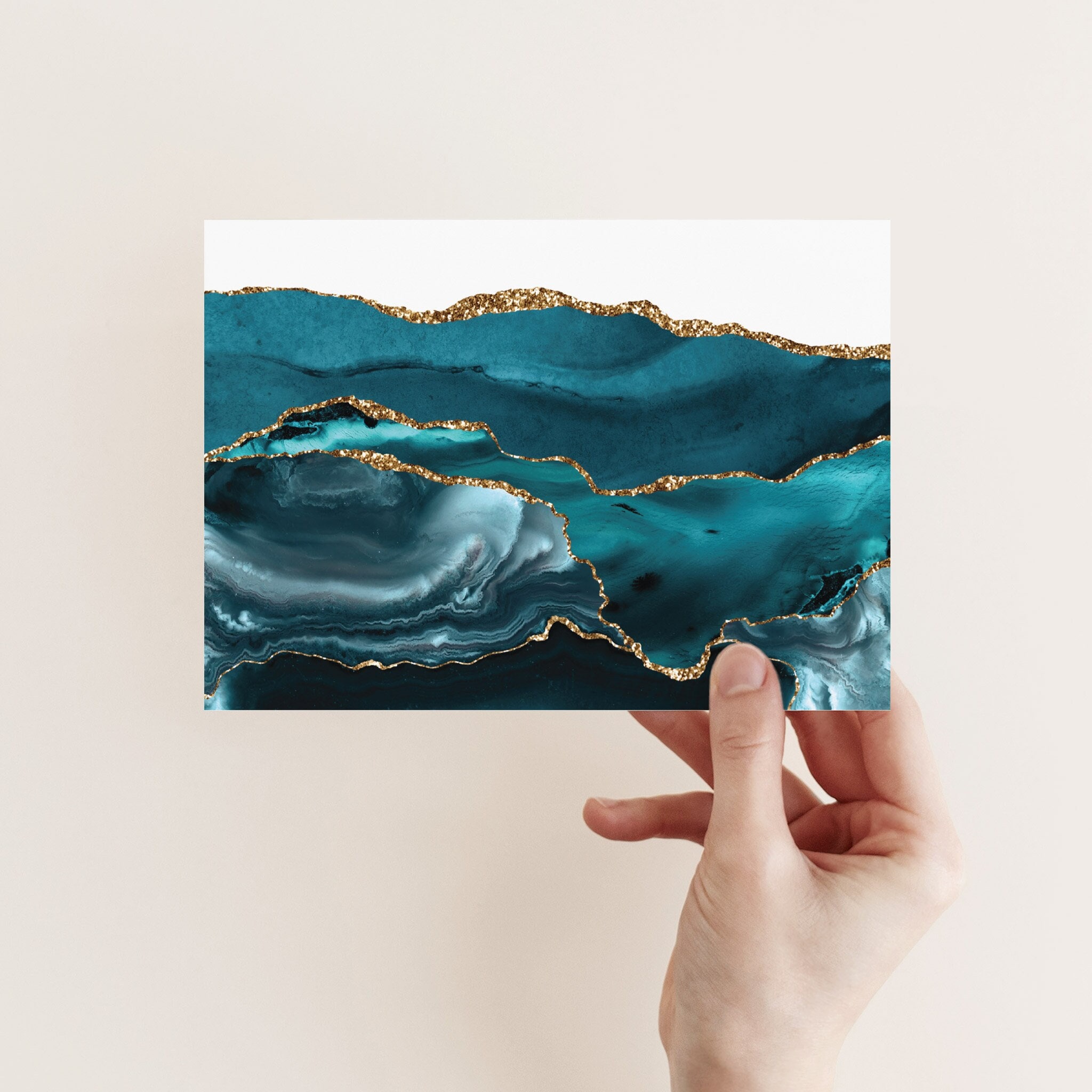 24-pack Teal Agate Greeting Cards, Watercolor Artful Stationery ...