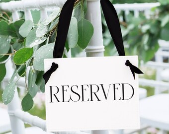 Reserved Sign For Wedding or Event Chair Signage | Paper & Ribbon Banner 3057