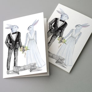 Lot de 24 cartes de remerciement pour mariage de lapin fantaisiste – charmante papeterie illustrée avec enveloppes