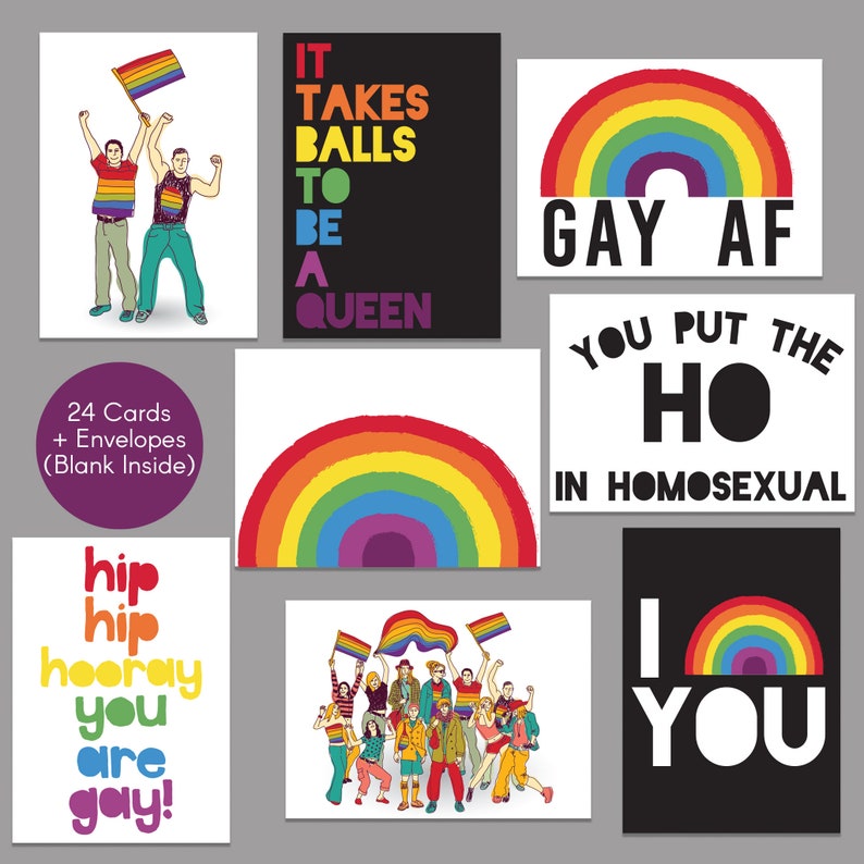 24 Gay Pride Greeting Cards 24 Bulk Blank Cards Envelopes Etsy