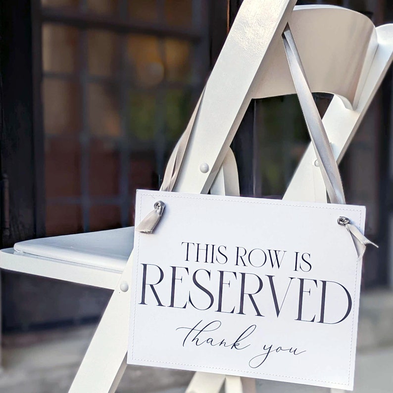 2 Reserved Signs for Wedding Chairs or Church Pews This Row Is Reserved Thank You Ceremony Event Seating 3063 image 7