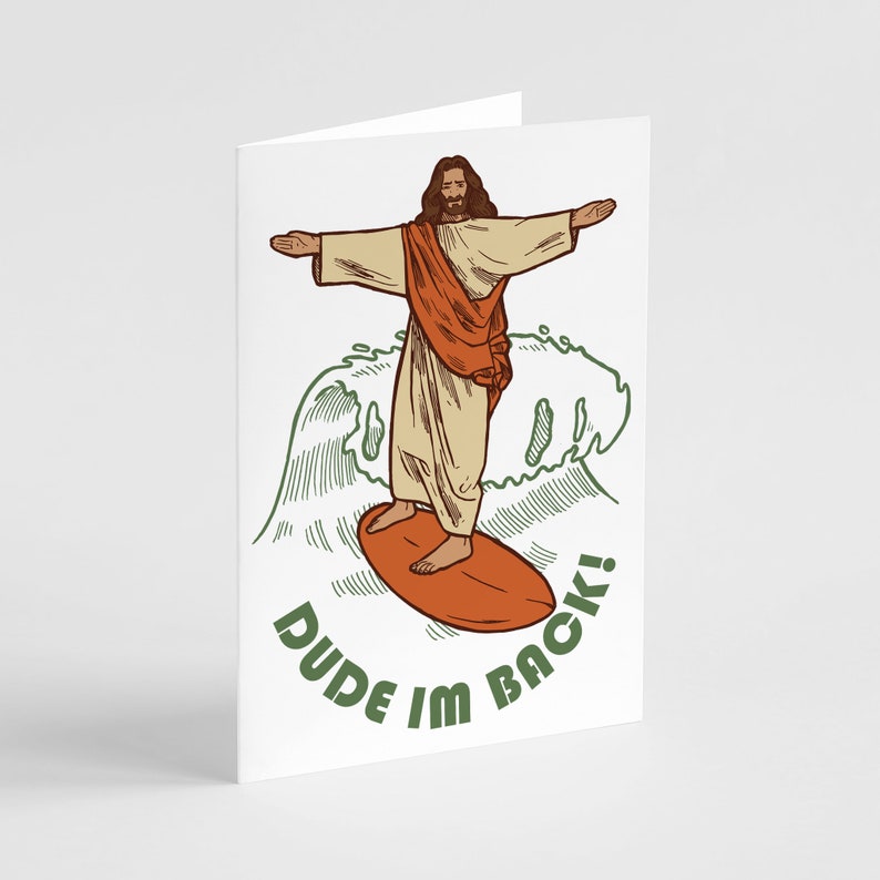 24 Jesus Dude I'm Back Easter Cards Envelopes Funny Surf Resurrection 6000 image 1