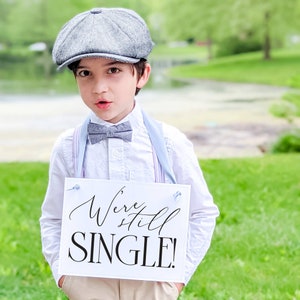 2 Funny Wedding Accessories for Ring Bearers Don't Worry Ladies We're Still Single Cute Banners Set of 2 Signs 3045 image 9