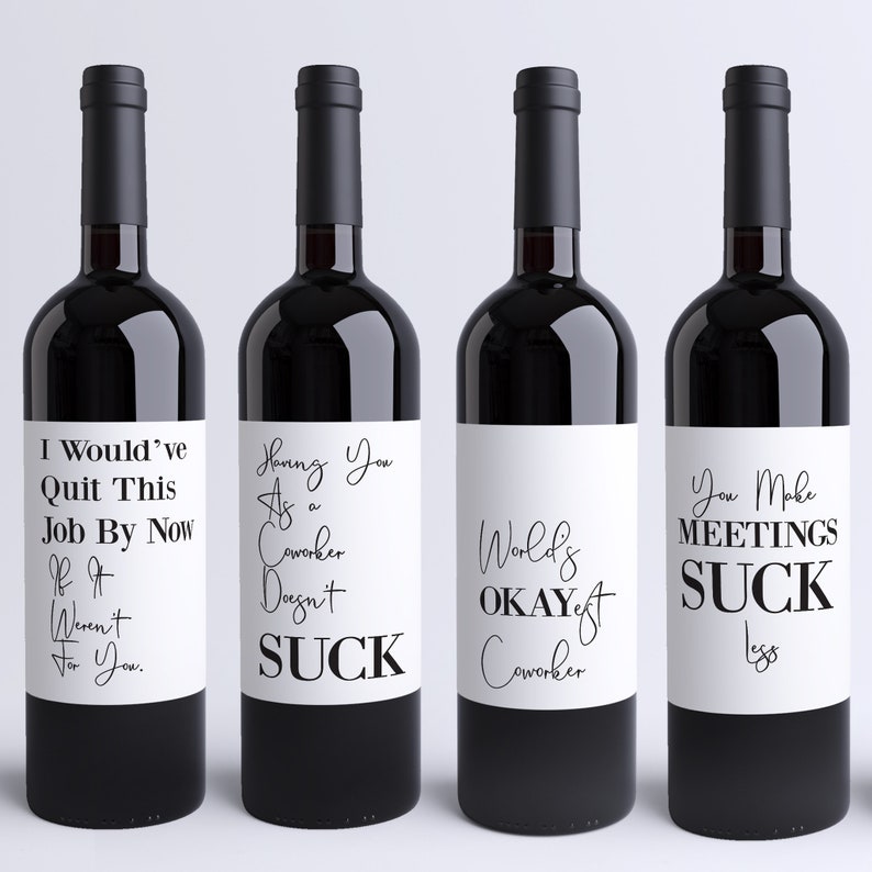 8 Funny Coworker Gifts Coworker Wine Bottle Labels Colleague | Etsy