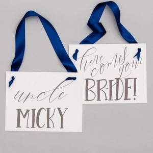 Set of 2 Personalized Wedding Signs for Flower Girl/Ring Bearer Uncle (Custom Name) 1160