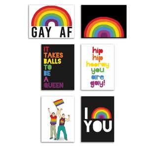 Cartões de felicitações do orgulho - Conjunto de caixas LGBTQ Rainbow Designs (24 cartões, 6 designs exclusivos, com envelopes)