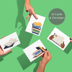 Paquet de 24 cartes de voeux inspirantes pour les amoureux des livres, papeterie de fin d'année pour les enseignants, notes éducatives d'été pour les étudiants