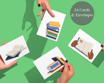 24-Pack Inspiring Book Lover Greeting Cards, End-Of-Year Teacher Stationery, Educational Summer Notes for Students