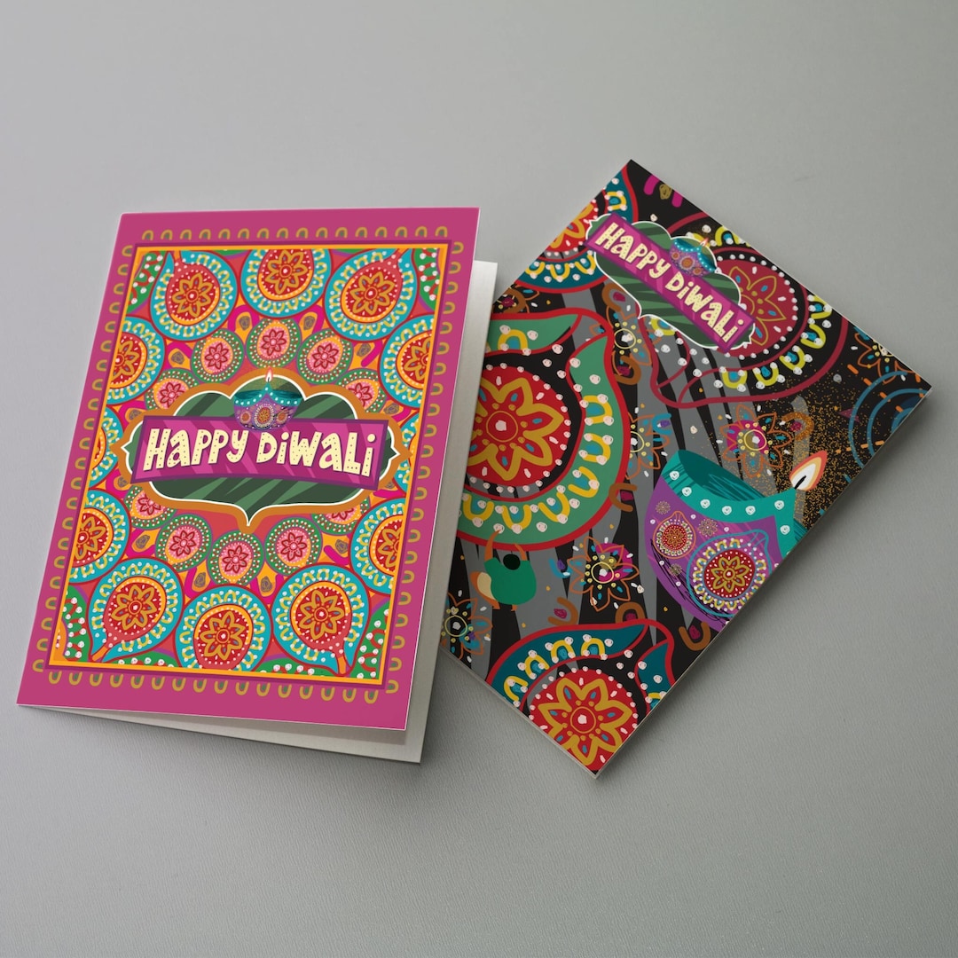 Diwali Grußkarten – 6er-Set Mandala-Design, Hochwertiger Karton