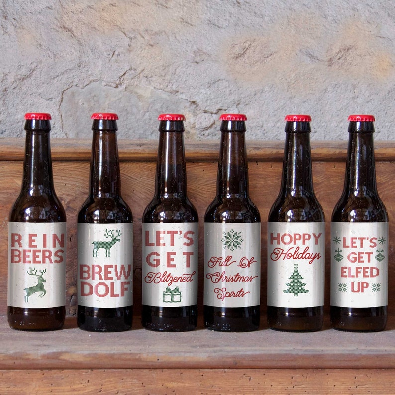 6 Funny Christmas Beer Labels 6Pack Holiday Rein Beers Etsy