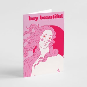 Hola, hermosas tarjetas de amor propio, positividad corporal, tarjetas de aliento, caja con retrato rosa, papelería y sobres